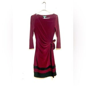 Lauren Ralph Lauren Dress Size Wine/Black Wrap Dress Size 10 EUC